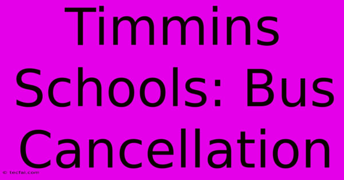 Timmins Schools: Bus Cancellation