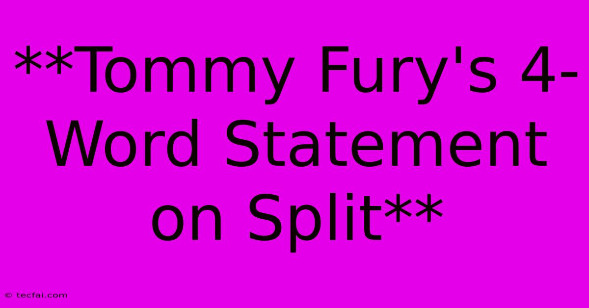 **Tommy Fury's 4-Word Statement On Split**