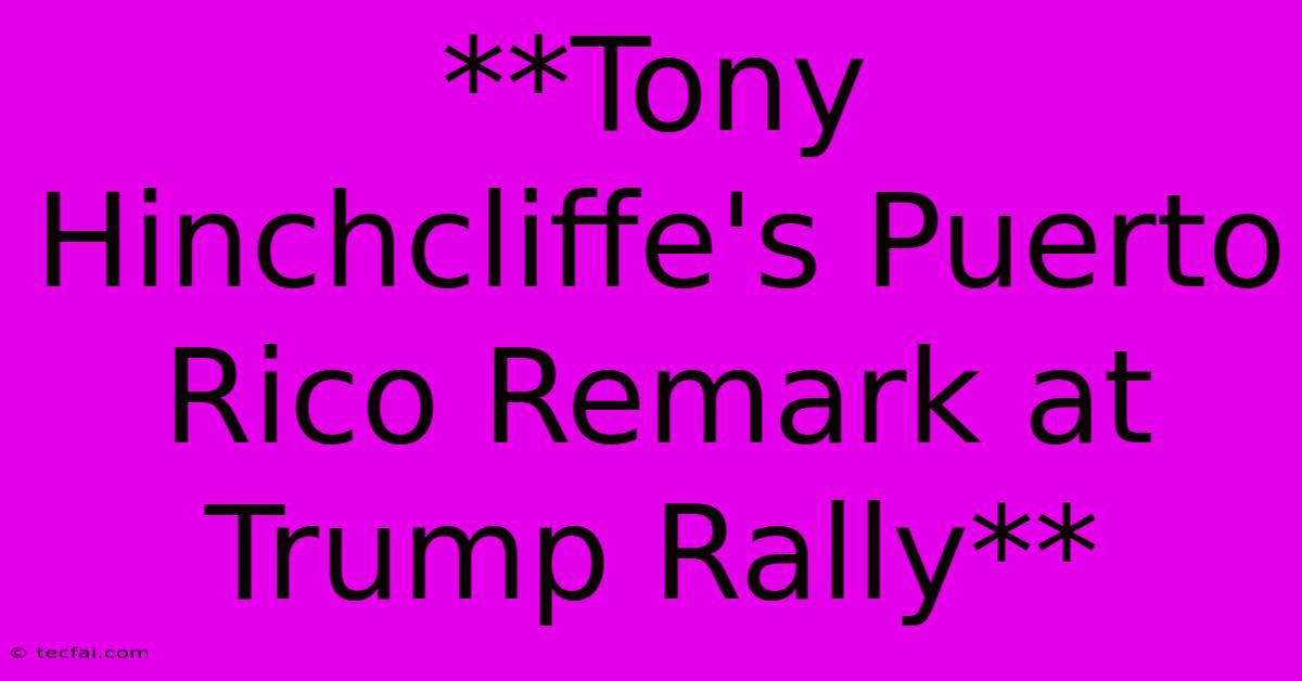 **Tony Hinchcliffe's Puerto Rico Remark At Trump Rally**