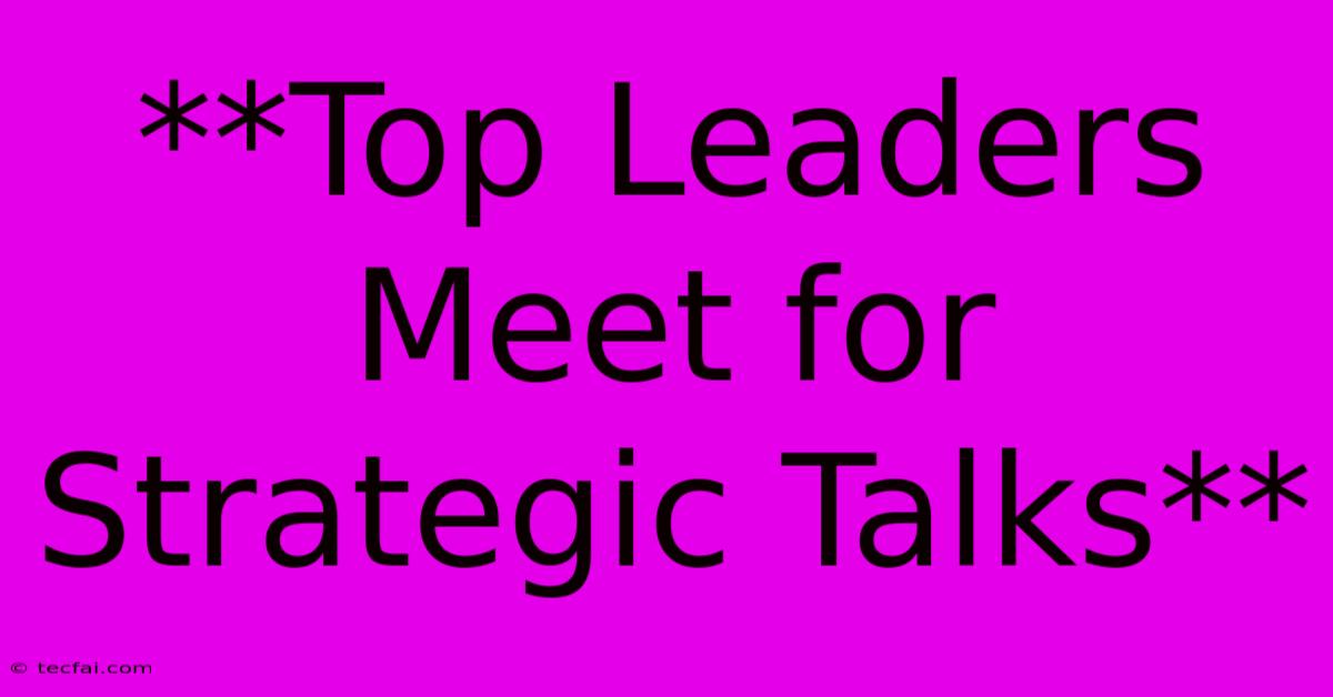 **Top Leaders Meet For Strategic Talks** 