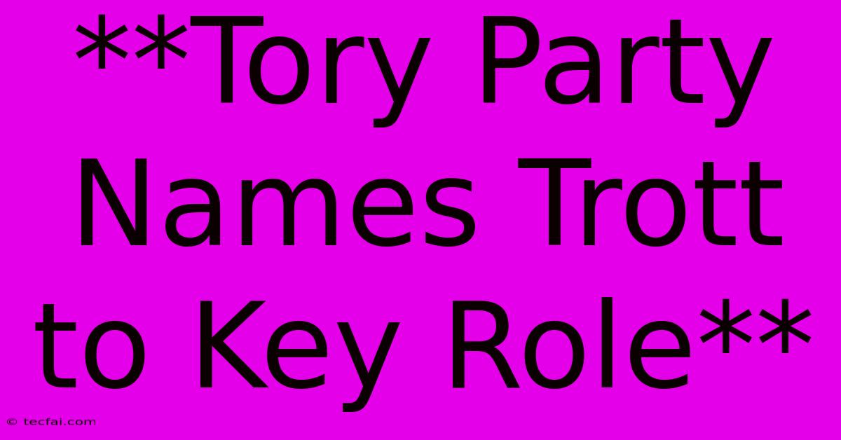 **Tory Party Names Trott To Key Role**