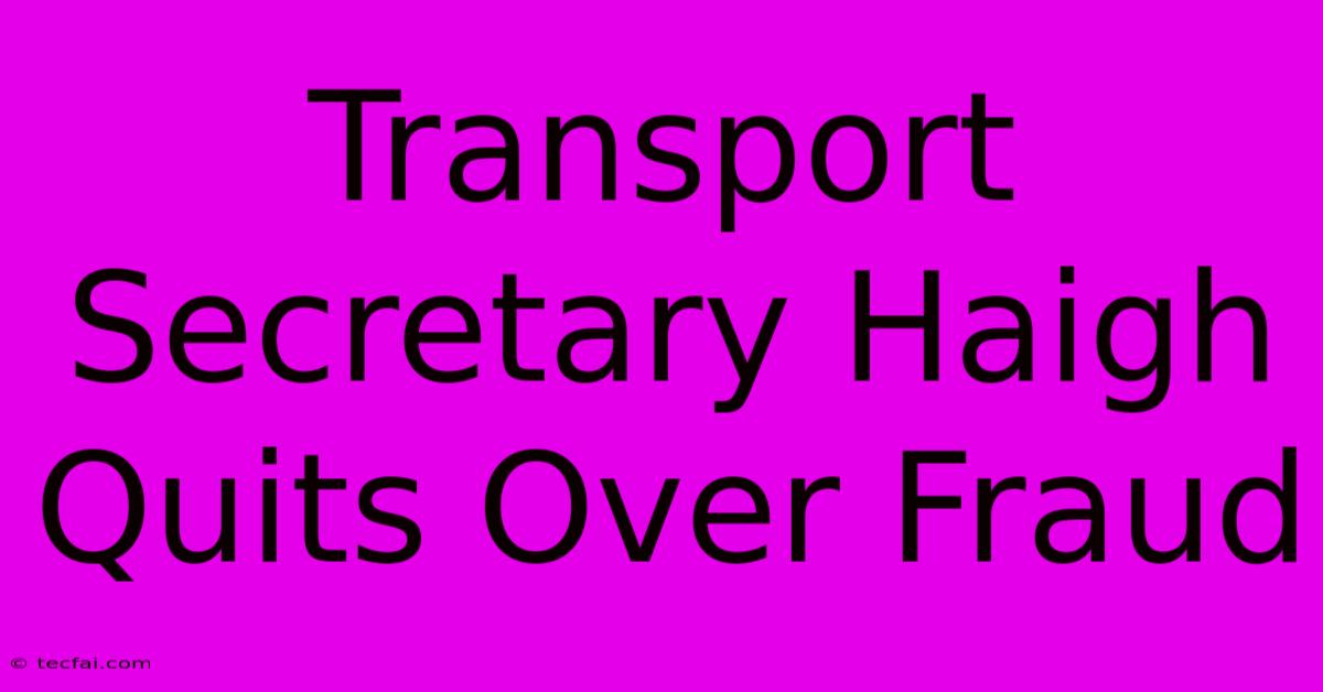 Transport Secretary Haigh Quits Over Fraud