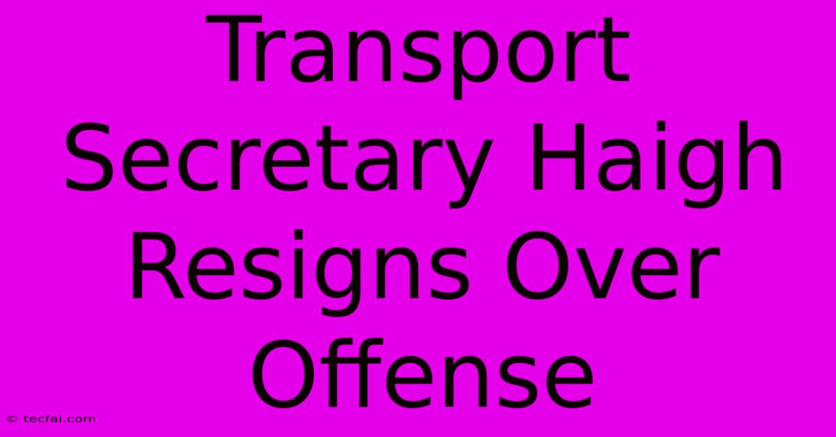 Transport Secretary Haigh Resigns Over Offense