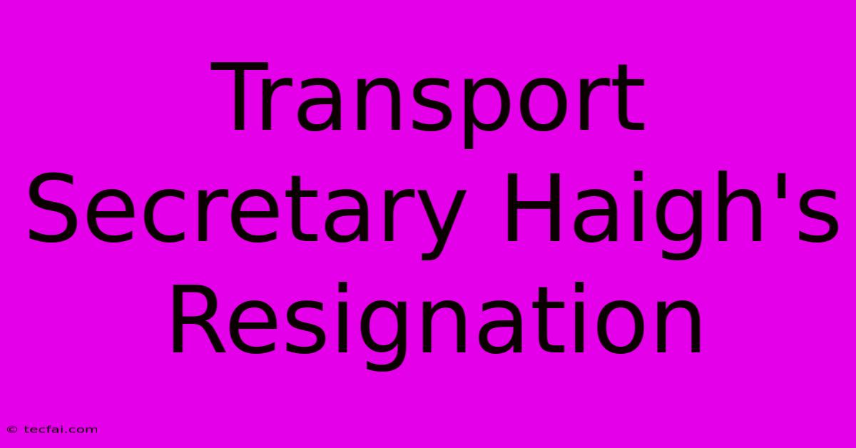 Transport Secretary Haigh's Resignation