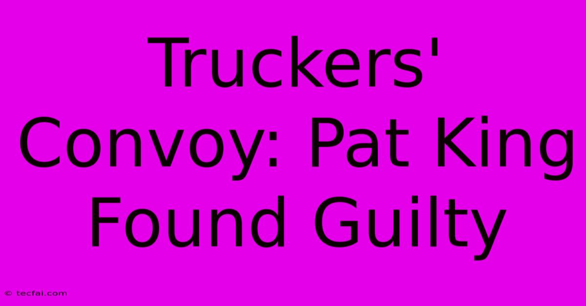 Truckers' Convoy: Pat King Found Guilty