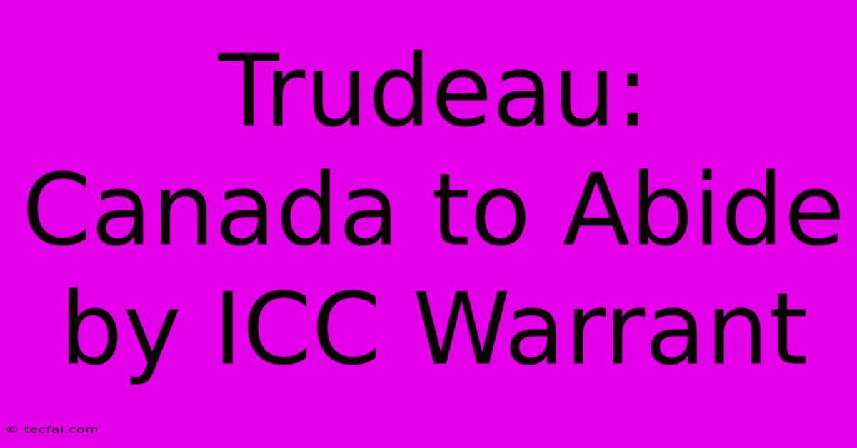 Trudeau: Canada To Abide By ICC Warrant