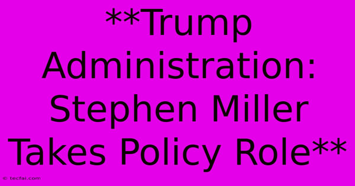 **Trump Administration: Stephen Miller Takes Policy Role** 