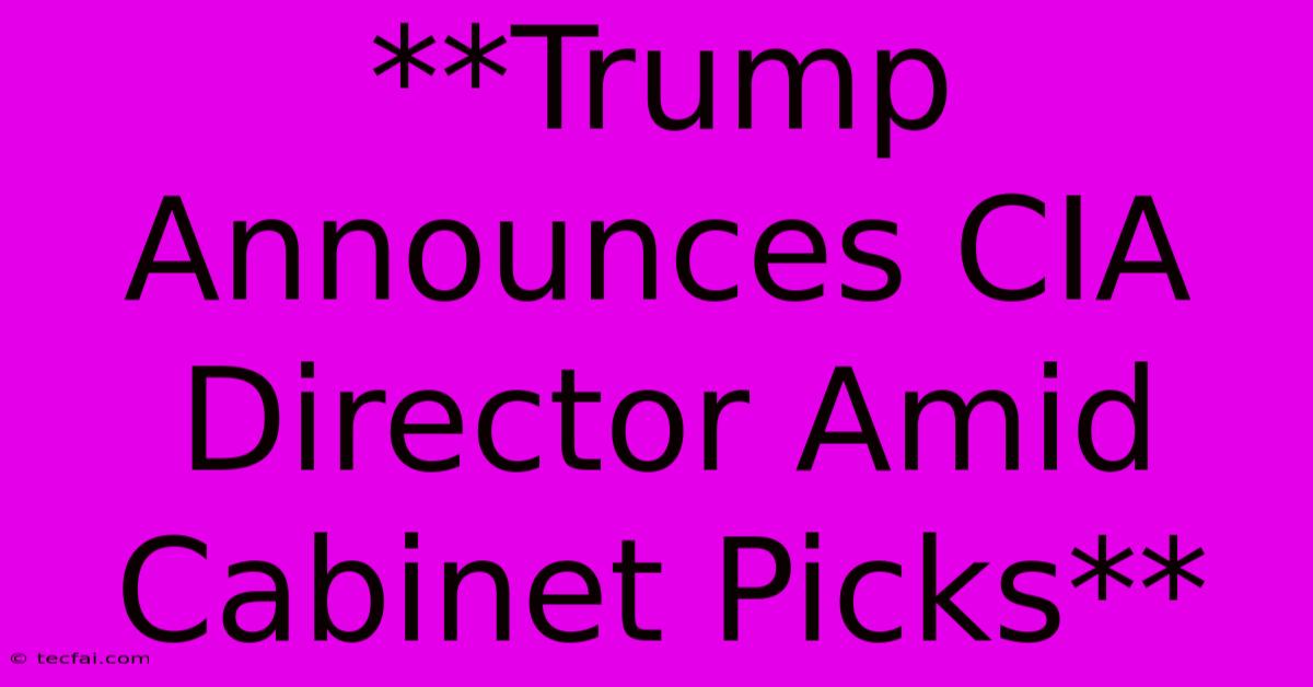 **Trump Announces CIA Director Amid Cabinet Picks**