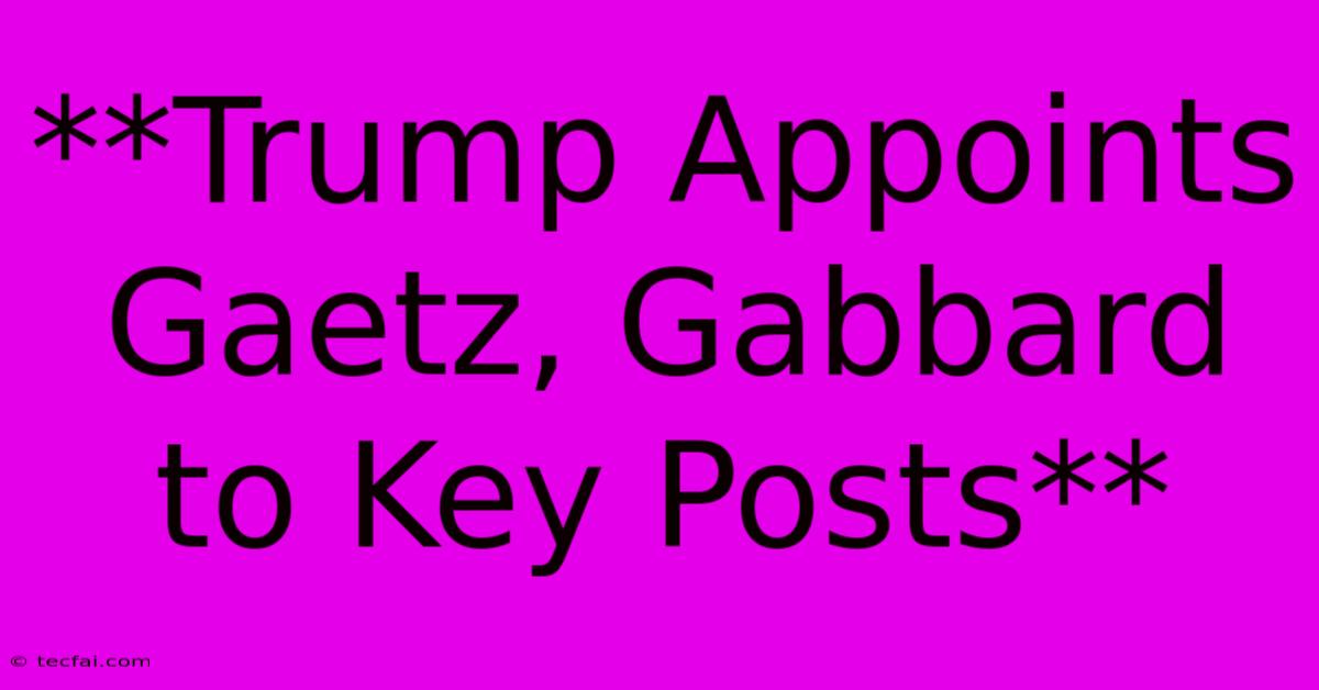 **Trump Appoints Gaetz, Gabbard To Key Posts** 