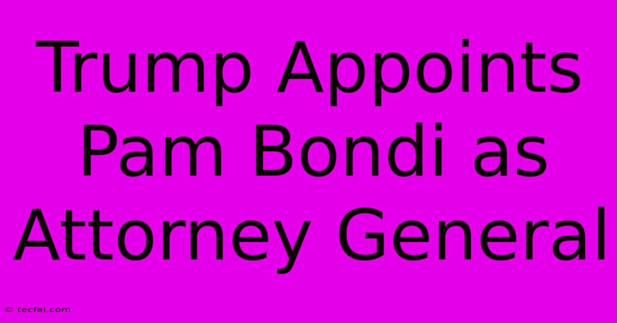 Trump Appoints Pam Bondi As Attorney General