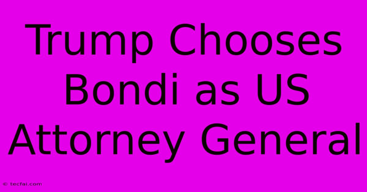 Trump Chooses Bondi As US Attorney General