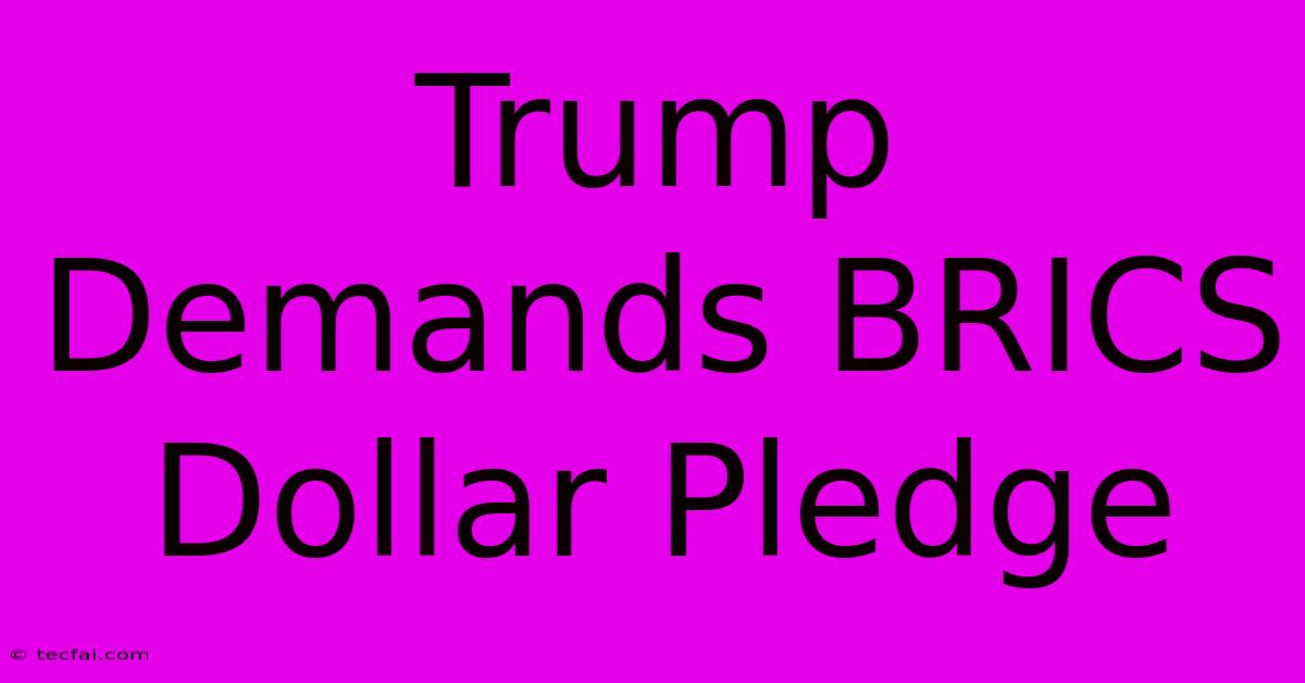 Trump Demands BRICS Dollar Pledge