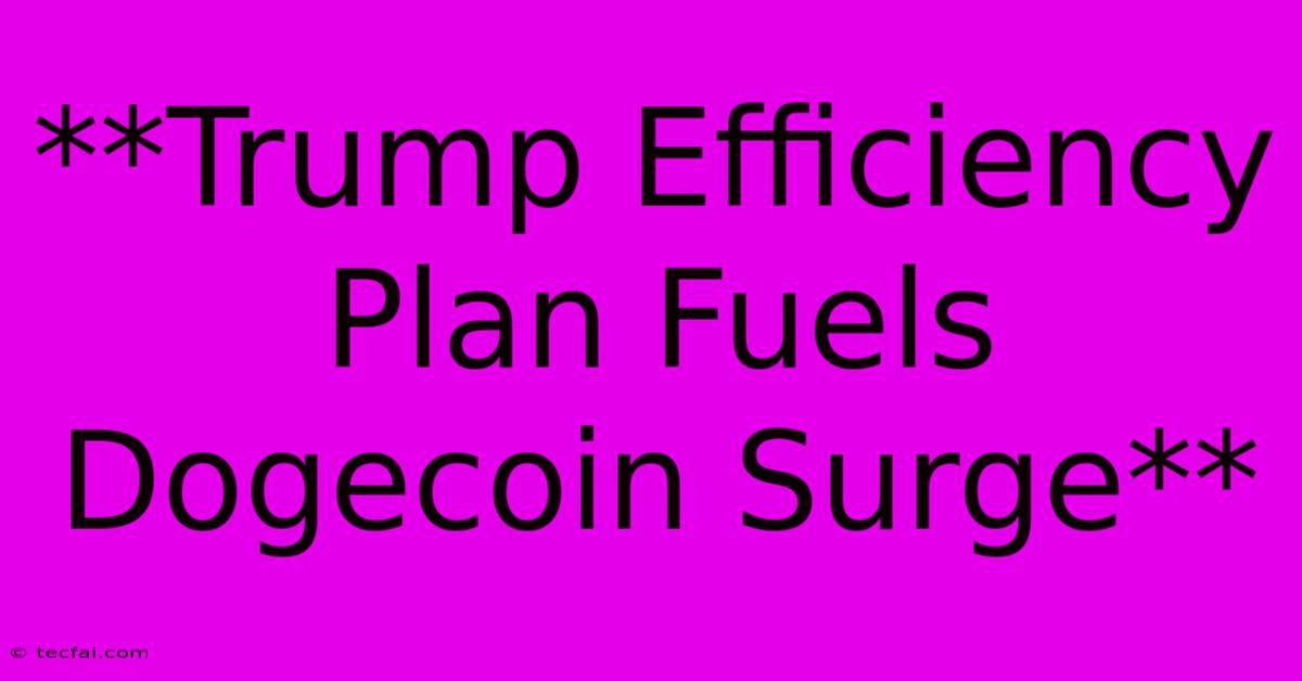 **Trump Efficiency Plan Fuels Dogecoin Surge** 