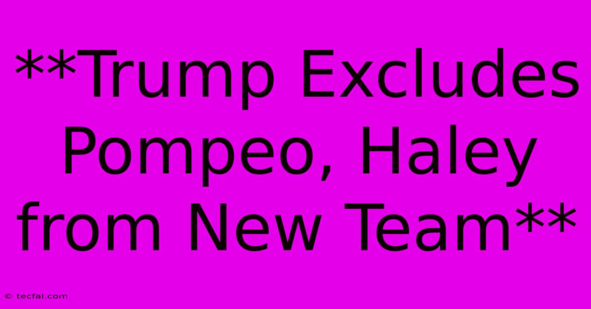 **Trump Excludes Pompeo, Haley From New Team**