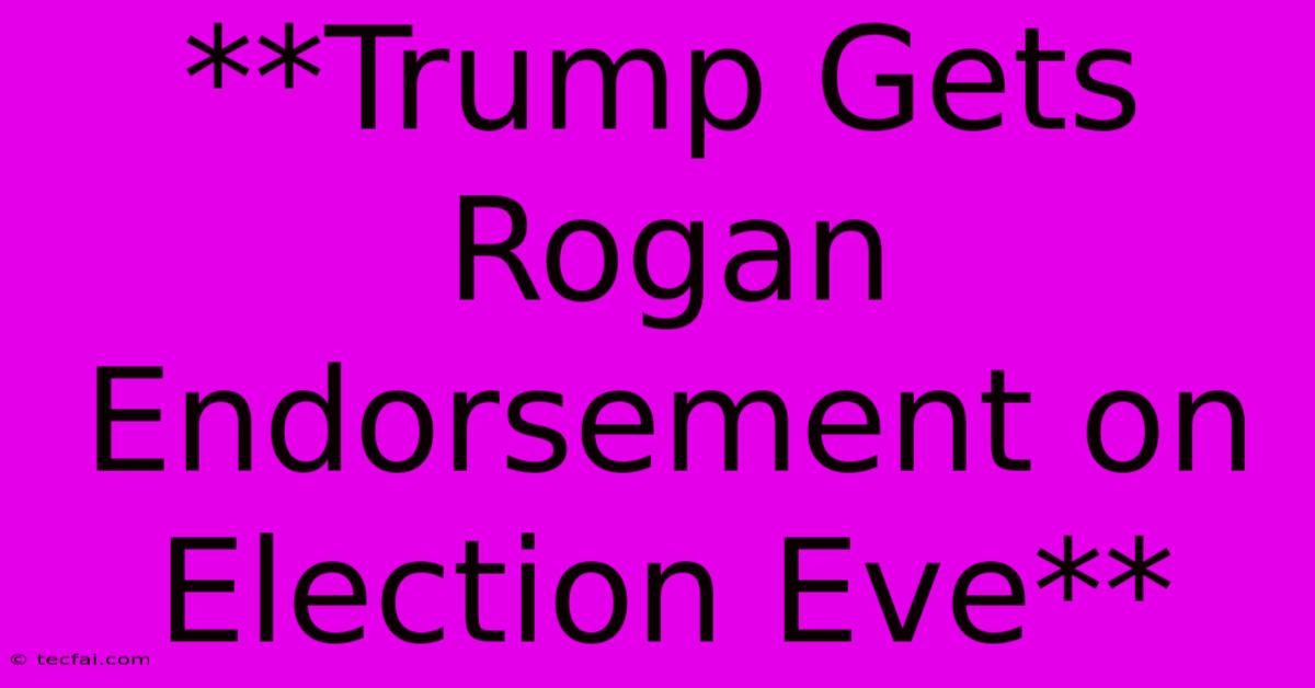 **Trump Gets Rogan Endorsement On Election Eve** 