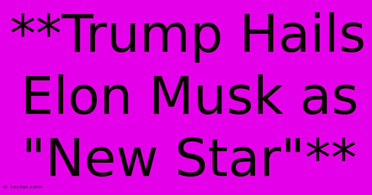 **Trump Hails Elon Musk As 