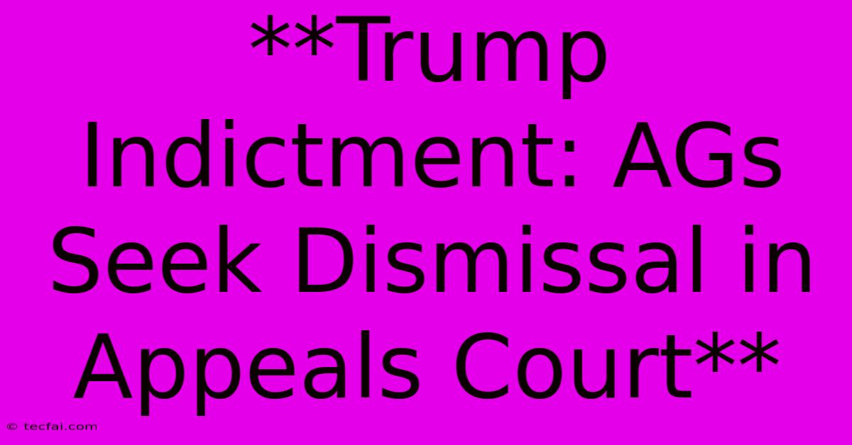 **Trump Indictment: AGs Seek Dismissal In Appeals Court**