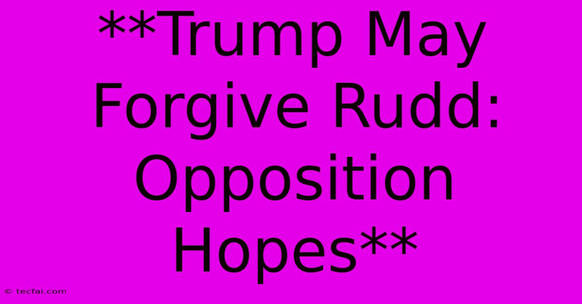 **Trump May Forgive Rudd: Opposition Hopes**