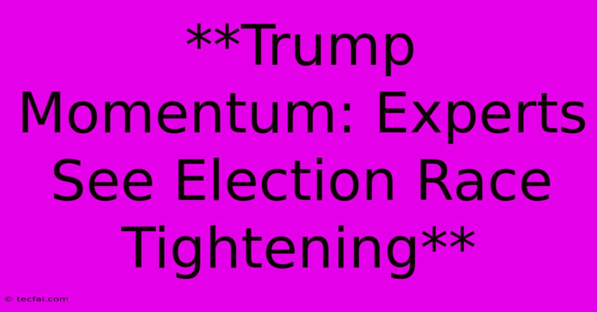 **Trump Momentum: Experts See Election Race Tightening**