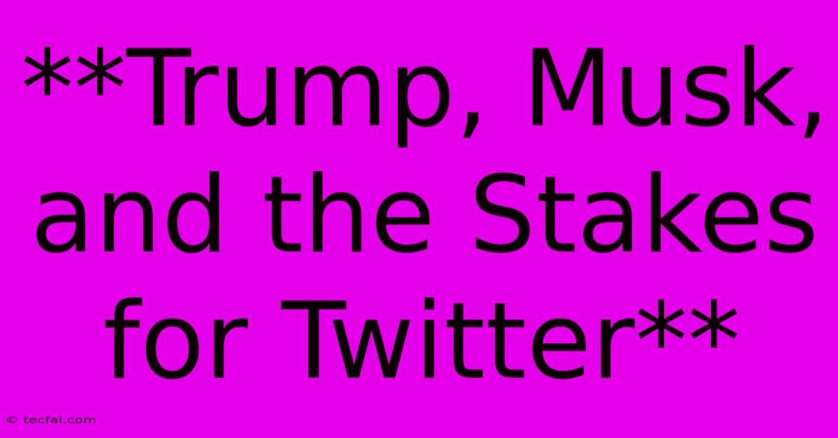 **Trump, Musk, And The Stakes For Twitter**