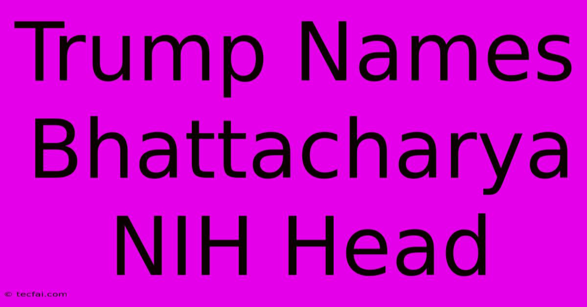 Trump Names Bhattacharya NIH Head