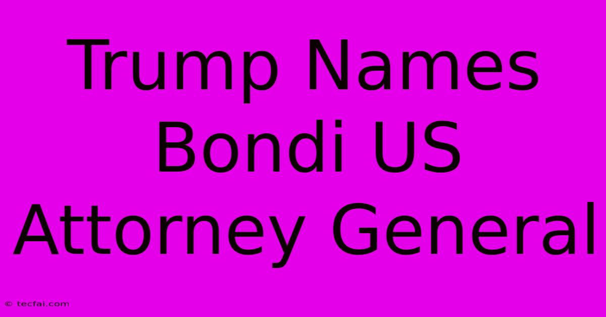 Trump Names Bondi US Attorney General