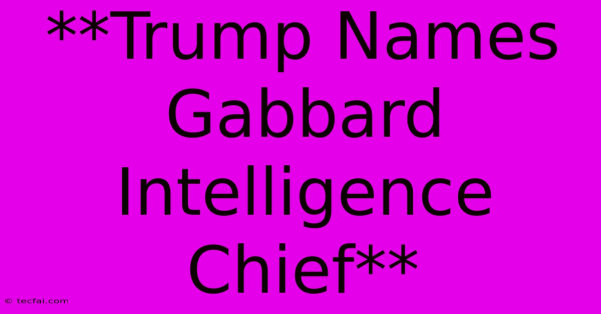 **Trump Names Gabbard Intelligence Chief**