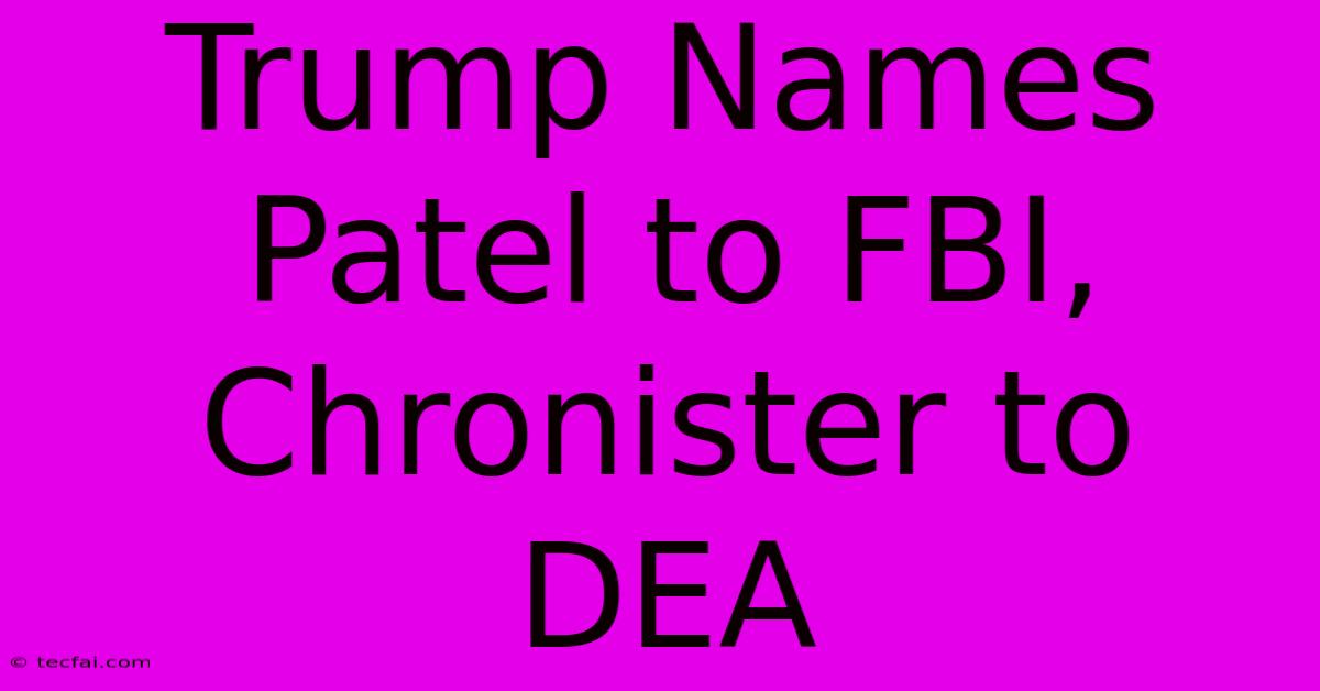 Trump Names Patel To FBI, Chronister To DEA