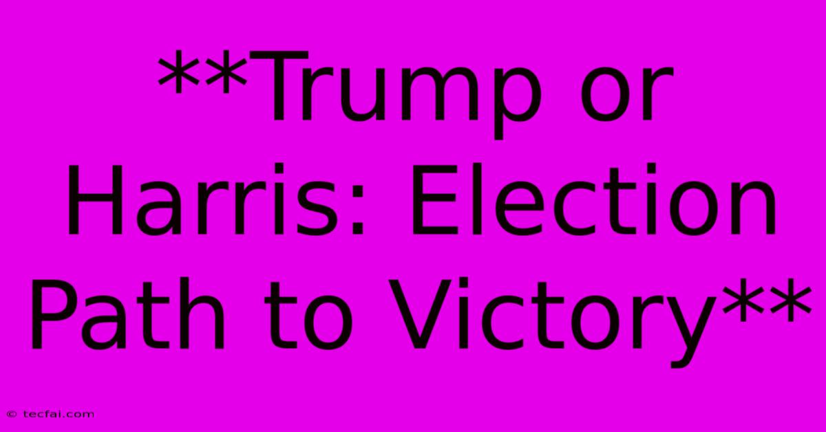 **Trump Or Harris: Election Path To Victory**