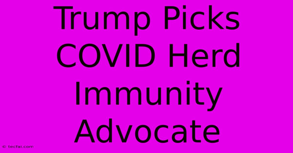 Trump Picks COVID Herd Immunity Advocate