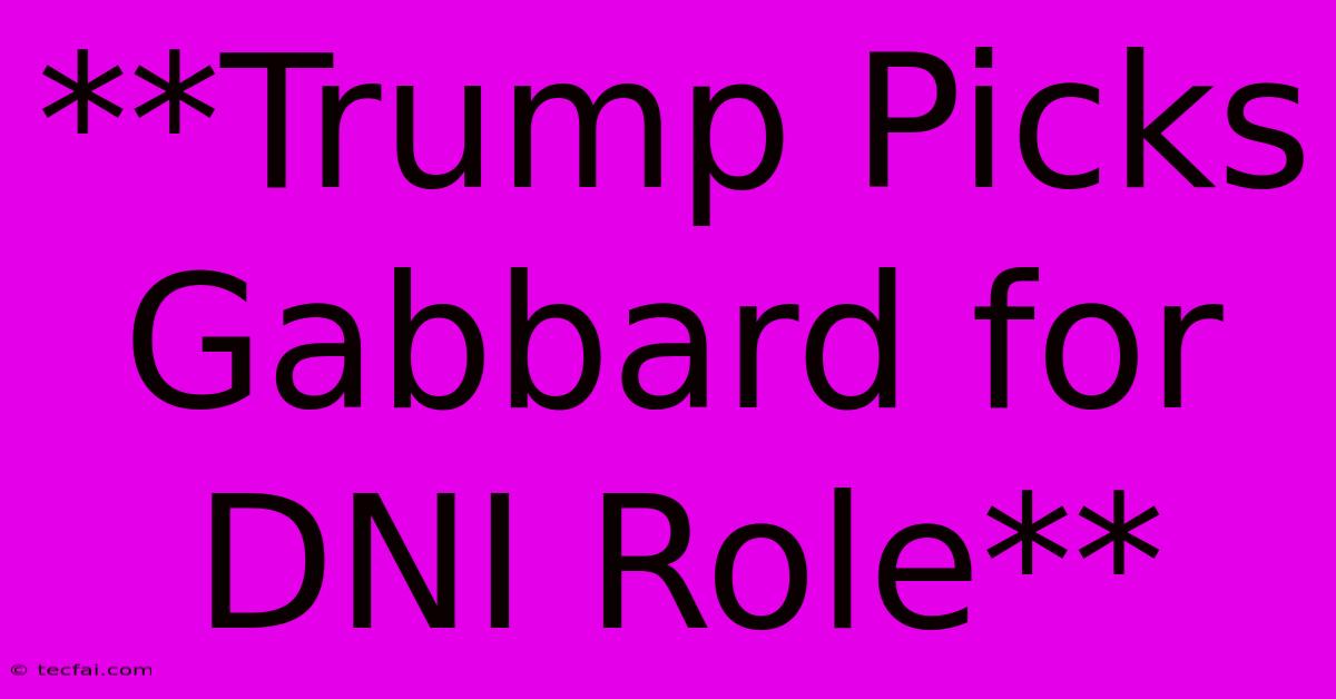 **Trump Picks Gabbard For DNI Role** 