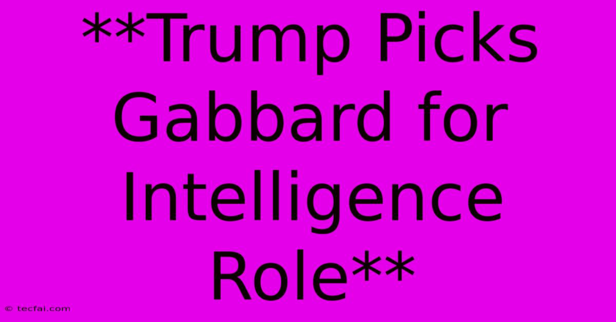 **Trump Picks Gabbard For Intelligence Role** 