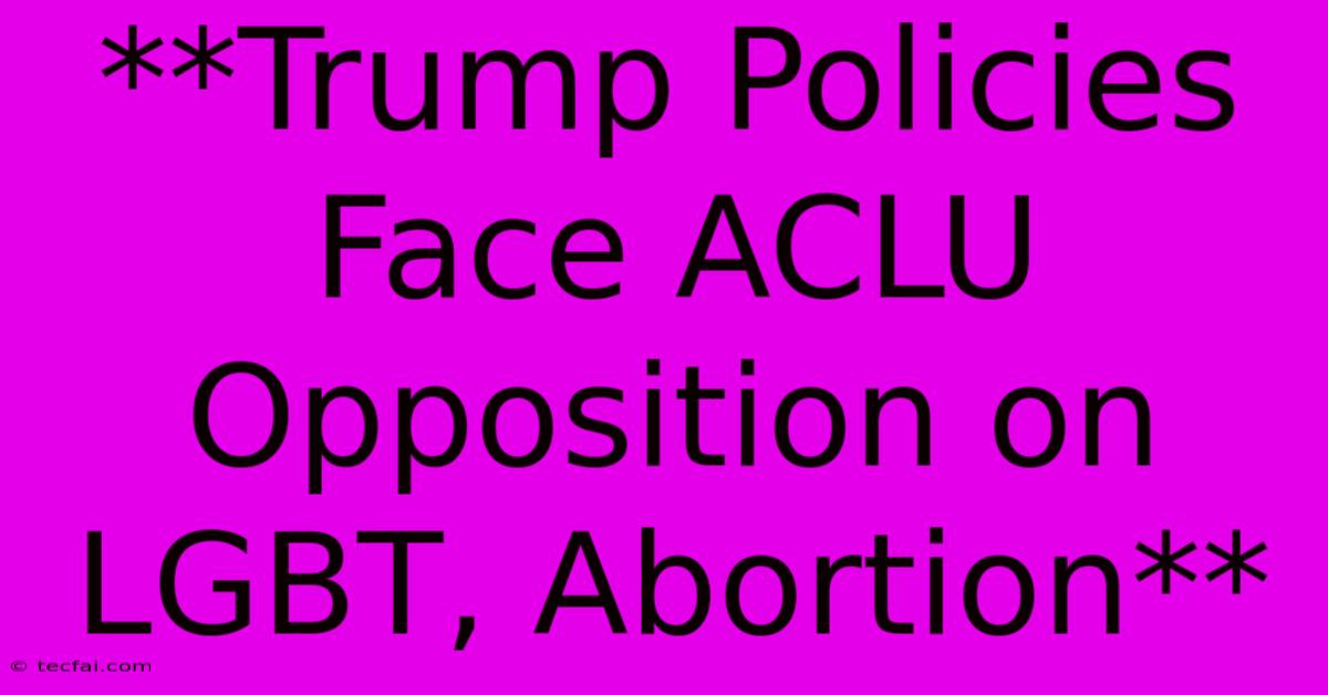 **Trump Policies Face ACLU Opposition On LGBT, Abortion**