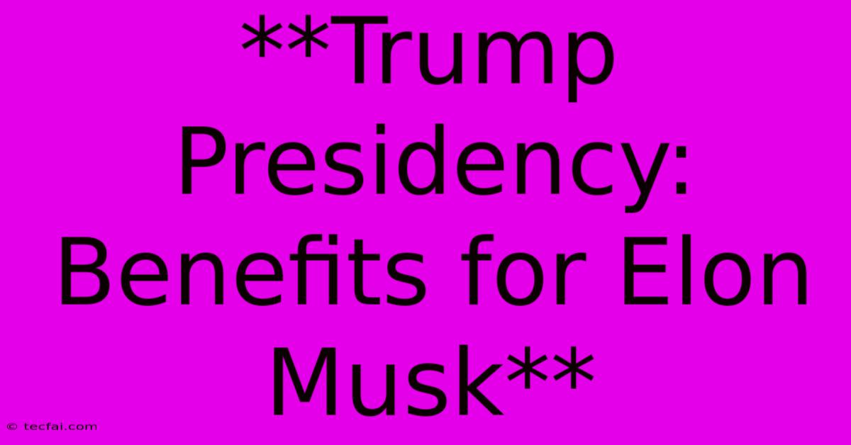 **Trump Presidency: Benefits For Elon Musk**