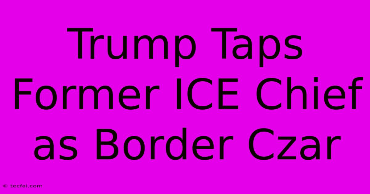 Trump Taps Former ICE Chief As Border Czar