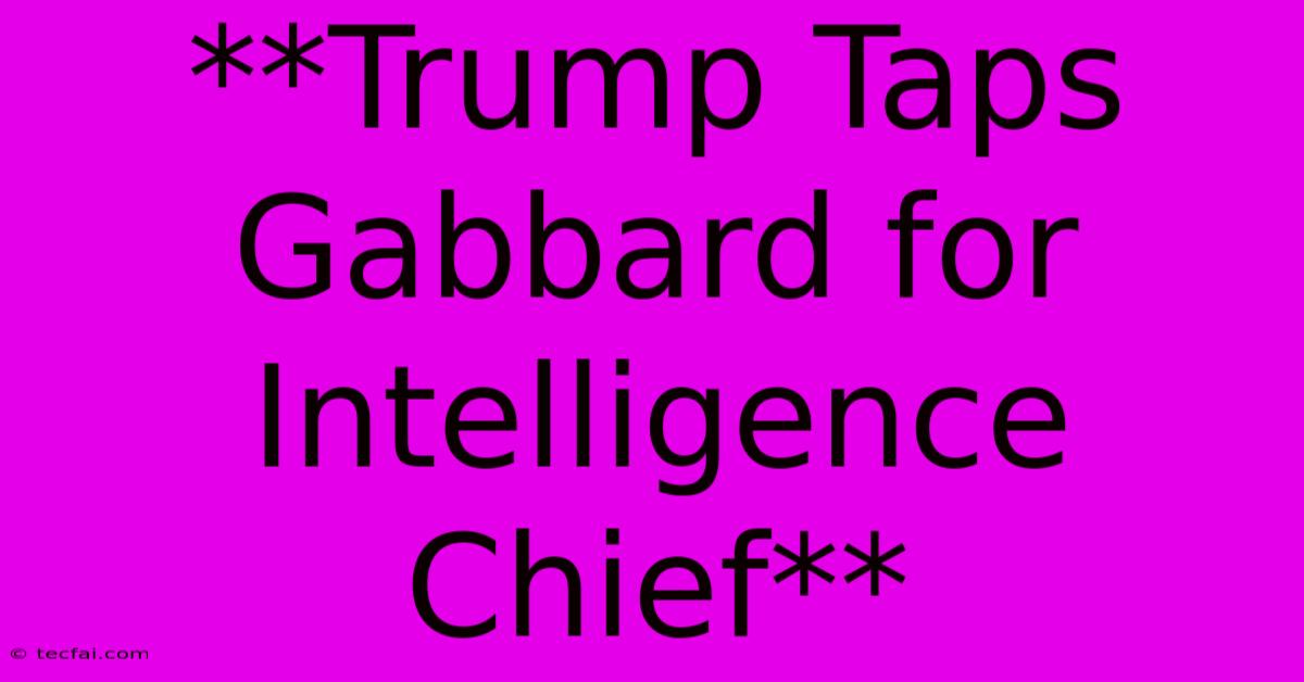 **Trump Taps Gabbard For Intelligence Chief**