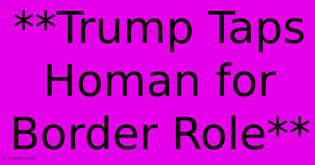 **Trump Taps Homan For Border Role**