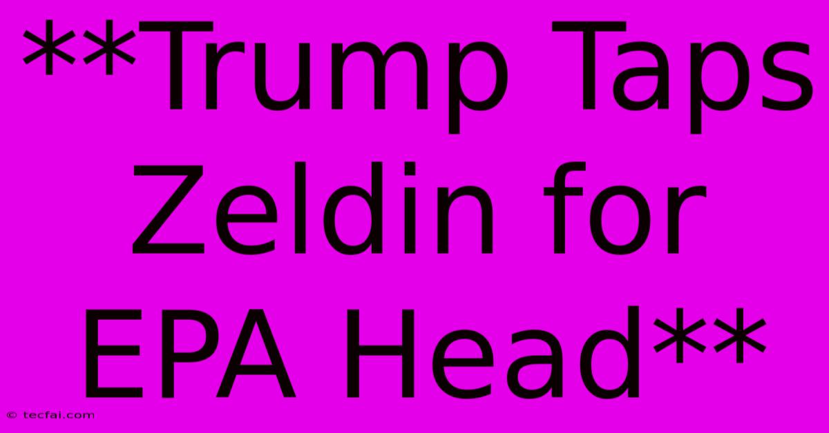 **Trump Taps Zeldin For EPA Head**