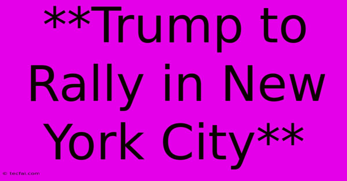 **Trump To Rally In New York City**