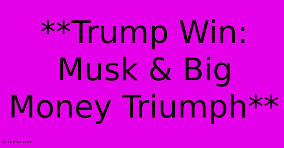 **Trump Win: Musk & Big Money Triumph** 