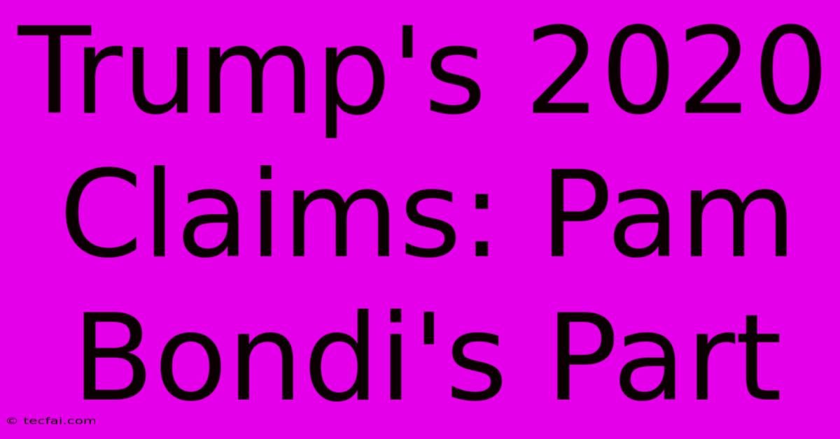 Trump's 2020 Claims: Pam Bondi's Part