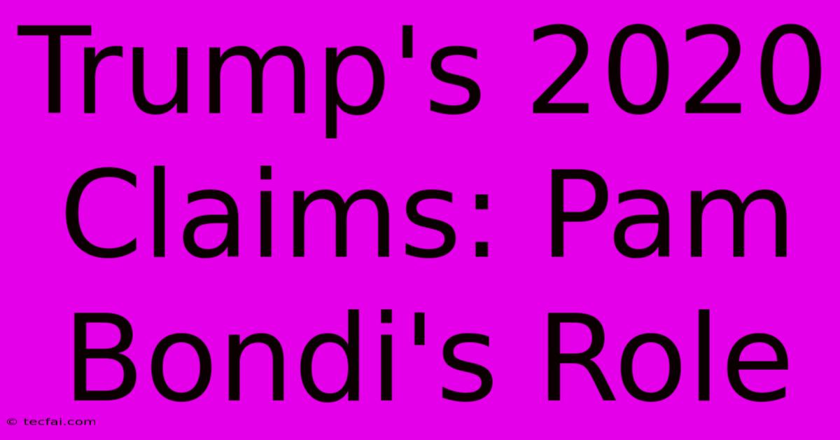 Trump's 2020 Claims: Pam Bondi's Role