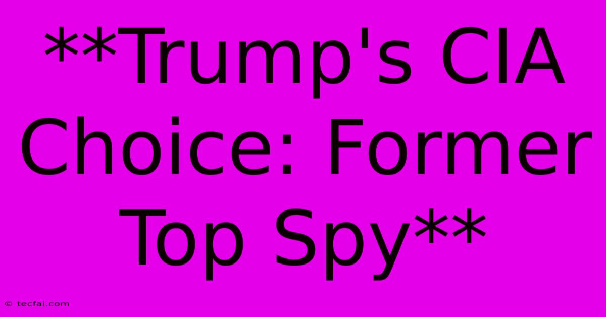 **Trump's CIA Choice: Former Top Spy**