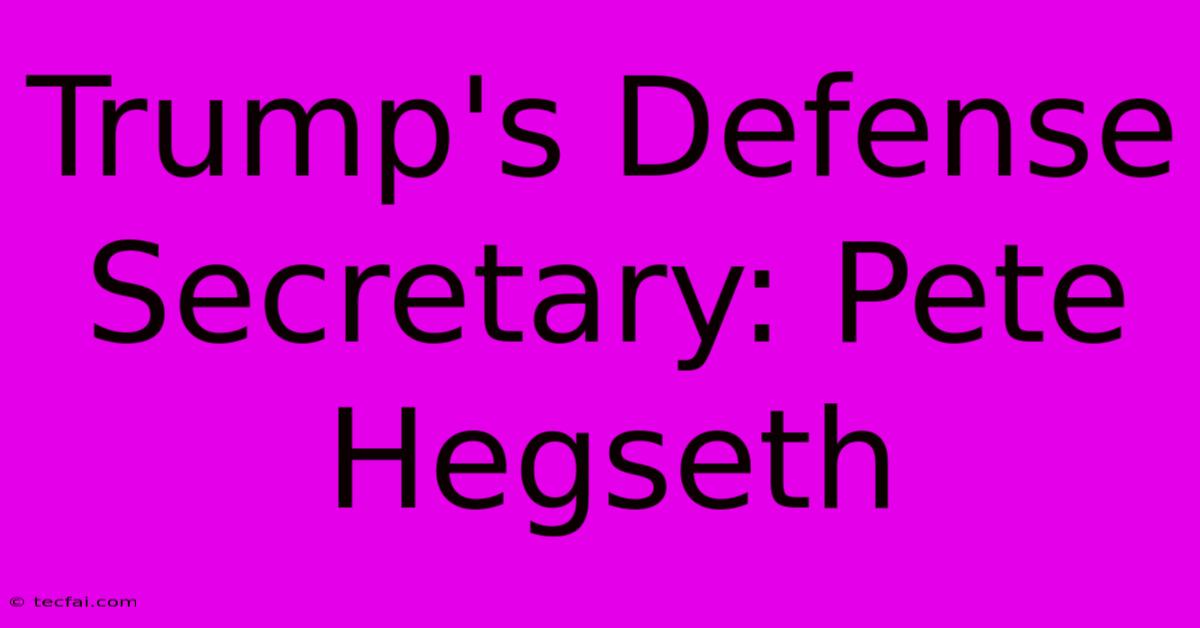 Trump's Defense Secretary: Pete Hegseth 