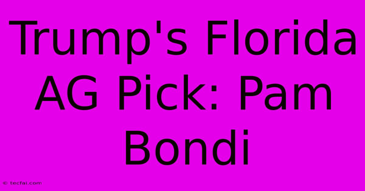 Trump's Florida AG Pick: Pam Bondi