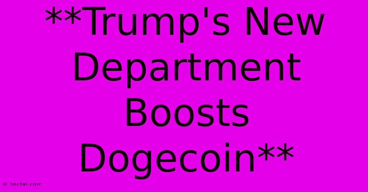 **Trump's New Department Boosts Dogecoin**