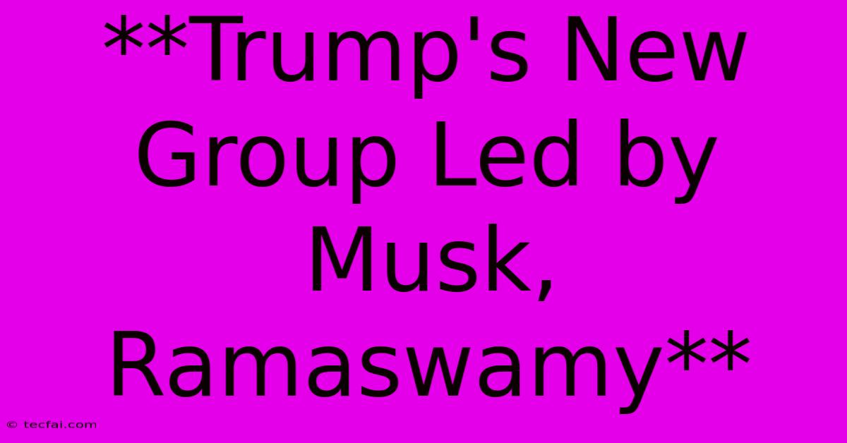 **Trump's New Group Led By Musk, Ramaswamy**