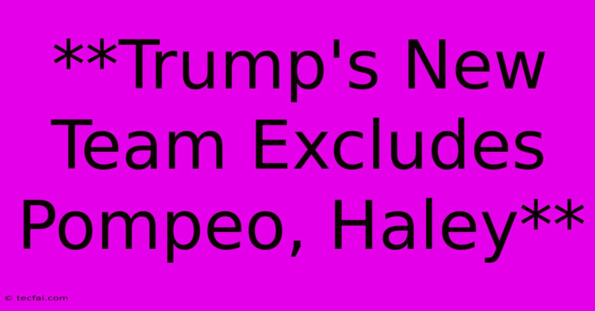 **Trump's New Team Excludes Pompeo, Haley** 