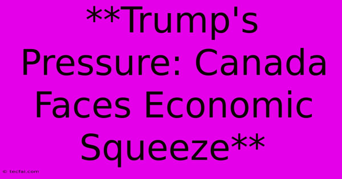 **Trump's Pressure: Canada Faces Economic Squeeze**