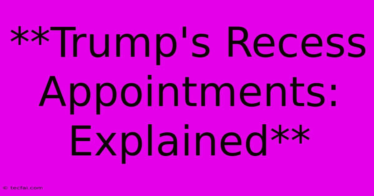 **Trump's Recess Appointments: Explained**